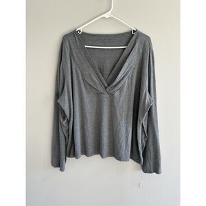 Coldwater Creek Long Sleeve Gray Top V Neck Rayon Spandex Size 2x Stretch